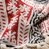 Cosymor Red Black Bohemian Floral Print Cotton Throw Blanket – Reversible Sofa & Bed Throw (50x70 Inch)