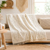 Cosymor Beige Black Chevron Arrow Boho Cotton Throw Blanket – Reversible Sofa & Bed Throw (50x70 Inch)