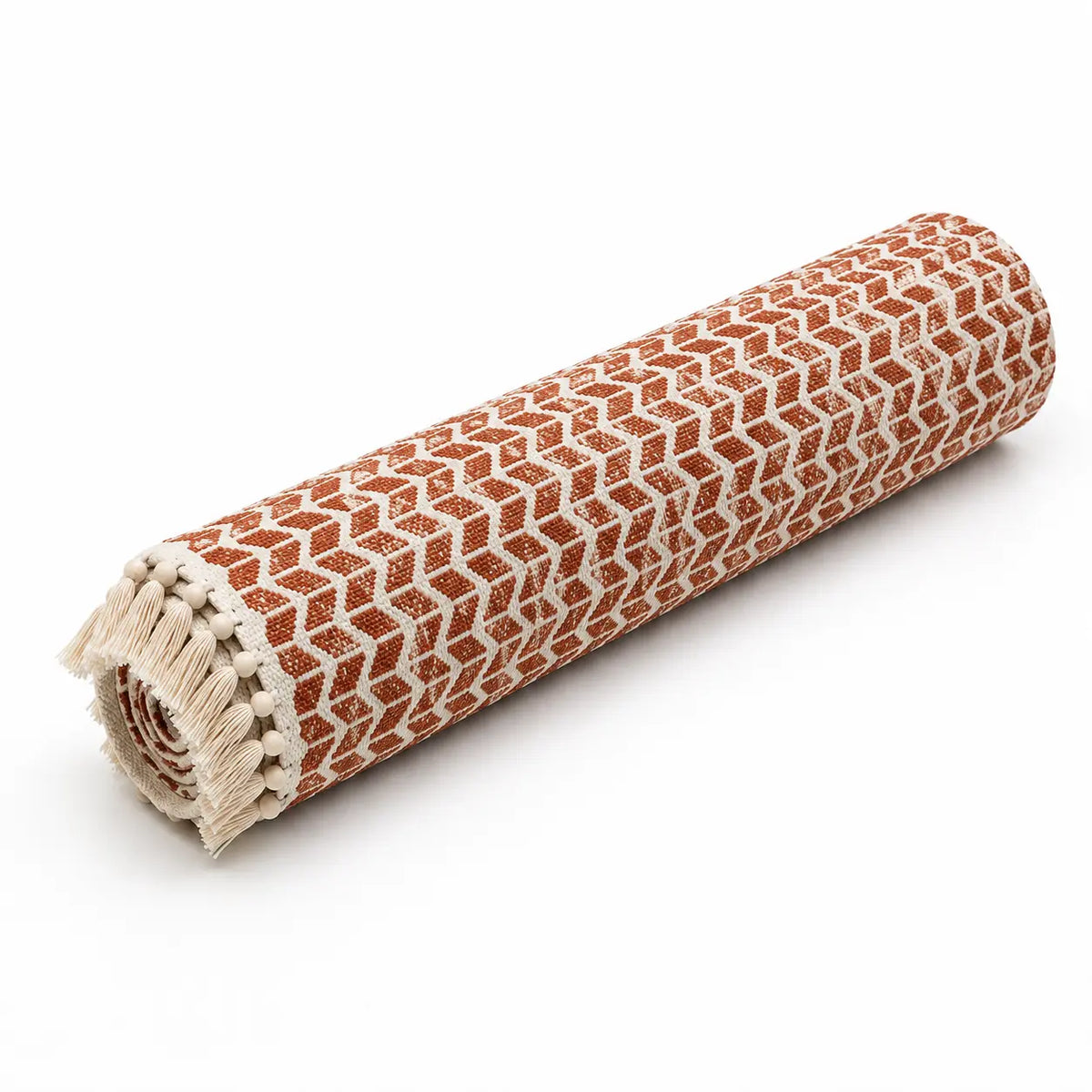Brown & White Zig-Zag Block Print Cotton Area Rug – Reversible Boho Rug (3x5 Ft / 36x60 Inch)