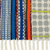 Orange Blue Multi Geometric Embroidered Cotton Dhurrie Rectangle Area Rug (3x5 Ft / 36x60 Inch)