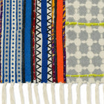 Orange Blue Multi Geometric Embroidered Cotton Dhurrie Rectangle Area Rug (3x5 Ft / 36x60 Inch)