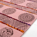 Pink 3X5ft Rectangle Flower Printed Boho Cotton Floor Area Rug (3x5 Ft / 36x60 Inch)