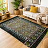 Black Multi Geometric Diamond Cotton Area Rug – Boho Floor Rug (4x6 Ft / 48x72 Inch)