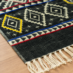 Black Multi Geometric Diamond Cotton Area Rug – Boho Floor Rug (4x6 Ft / 48x72 Inch)
