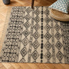 3X5 Ft Beige Black Aztec Block Print Cotton Dhurrie Area Rug (36x60 Inch) Cosymor