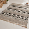 3X5 Ft Black Beige Diamond Block Print Cotton Dhurrie Flatweave Area Rug (36x60 Inch) Cosymor