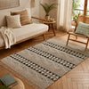 3X5 Ft Black Beige Diamond Block Print Cotton Dhurrie Flatweave Area Rug (36x60 Inch) Cosymor