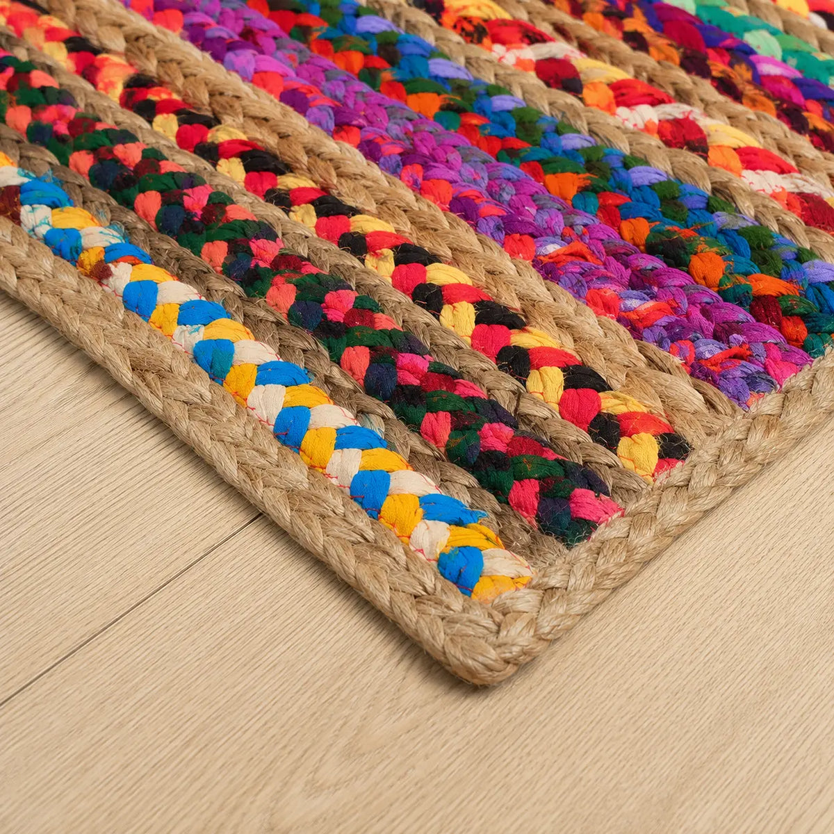 Cosymor Multicolor Jute Braided Area Rug – Handwoven Boho Floor Rug (3x5 Ft / 35x60 Inch)