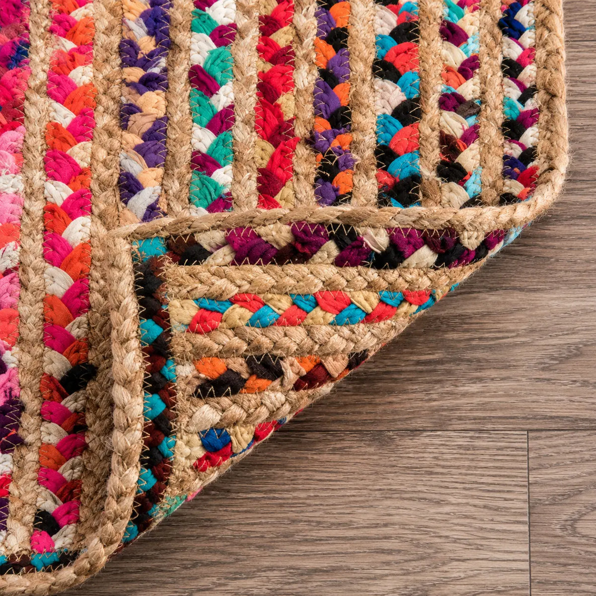 Cosymor Multicolored Natural Fiber Braided Jute Area Rug – Handwoven Boho Floor Rug (4x6 Ft / 48x74 Inch)