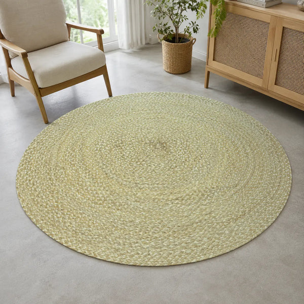 Natural Jute Sisal Round Rug – Handwoven Beige Floor Rug (4 Ft / 48 Inch)