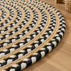 Black & White Jute Braided Round Rug – Handwoven Boho Floor Rug (4 Ft / 48 Inch)