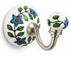 Cosymor Hand-Painted Ceramic Wall Hooks – Set of 4 | Blue & Yellow Colorful Boho Design
