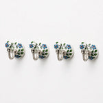 Cosymor Hand-Painted Ceramic Wall Hooks – Set of 4 | Blue & Yellow Colorful Boho Design