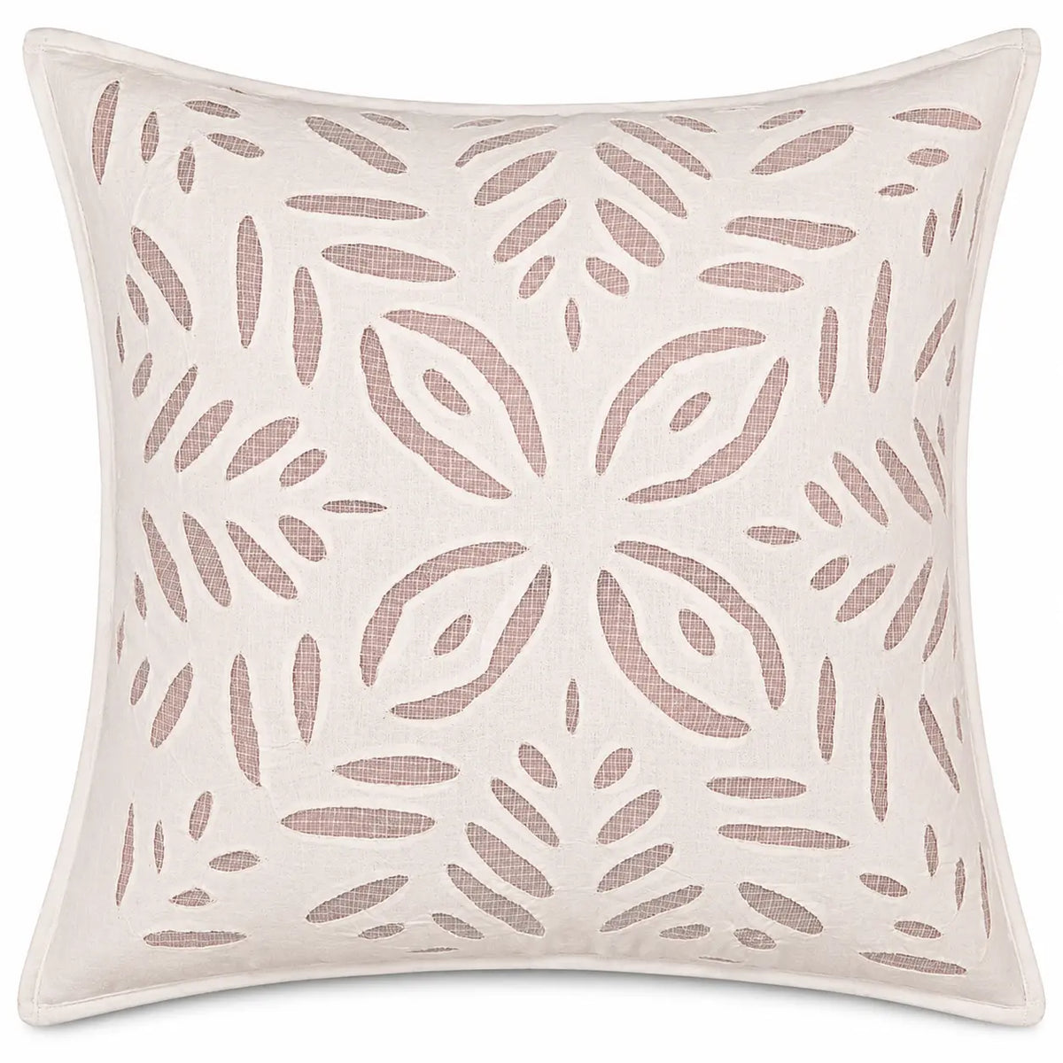 Light Pink Blush Leaf Cutwork Cotton Cushion Cover Set of 2 – 16x16 Inch