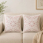 Off White Floral Cutwork Cotton Cushion Covers Set of 2 – 16x16 Inch Cosymor