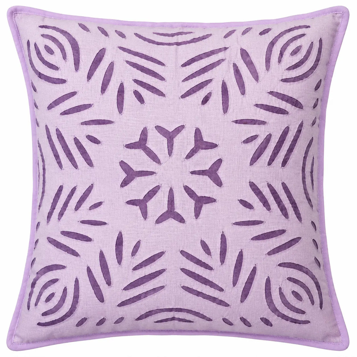 Lavender Botanical Cutwork Cotton Cushion Cover Set of 2 – 16x16 Inch Cosymor
