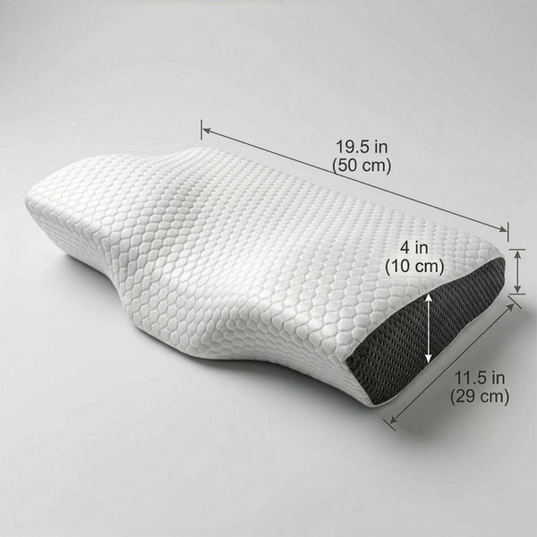 Cosymor cervical pillow in use supporting neck and spine alignment during sleep