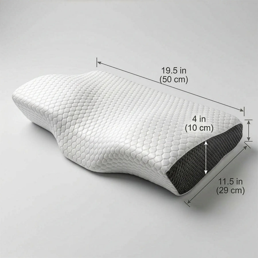 Cosymor cervical pillow in use supporting neck and spine alignment during sleep