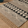 3X5 Ft Black Beige Diamond Block Print Cotton Dhurrie Flatweave Area Rug (36x60 Inch) Cosymor