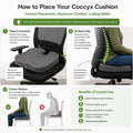 Cosymor tailbone seat cushion non-slip bottom and memory foam layers