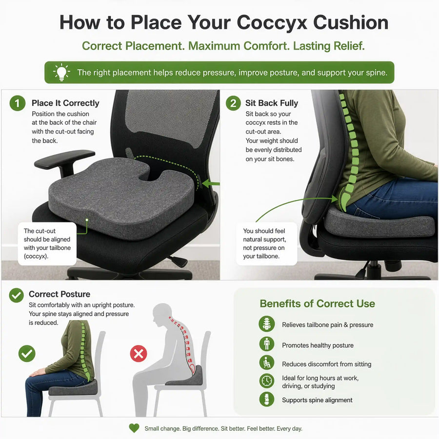 Cosymor tailbone seat cushion non-slip bottom and memory foam layers