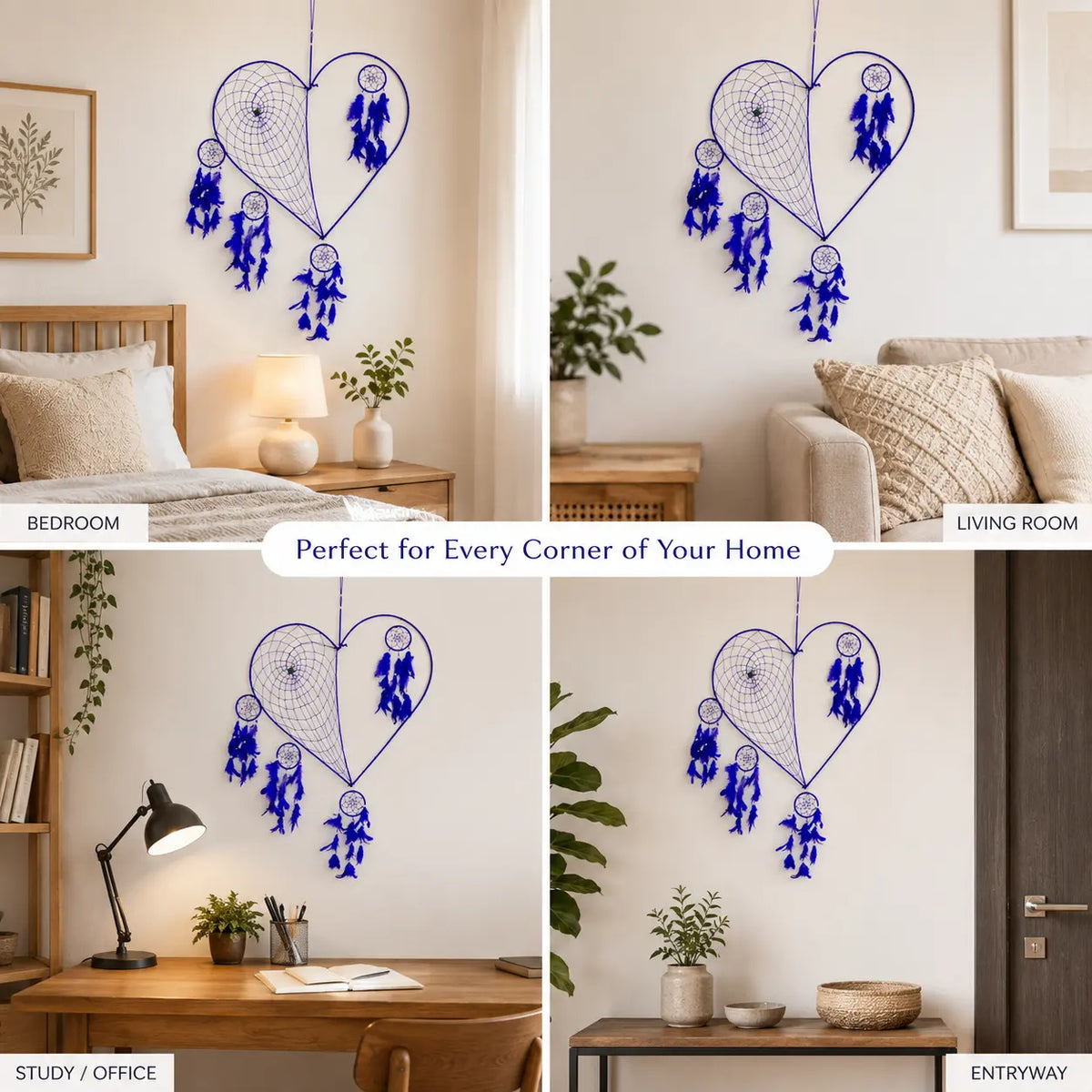 Big Giant Purple Love Heart Dreamcatcher Wall Hanging