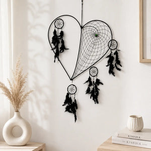 Large Black Love Heart Bohemian Dreamcatcher Wall Hanging