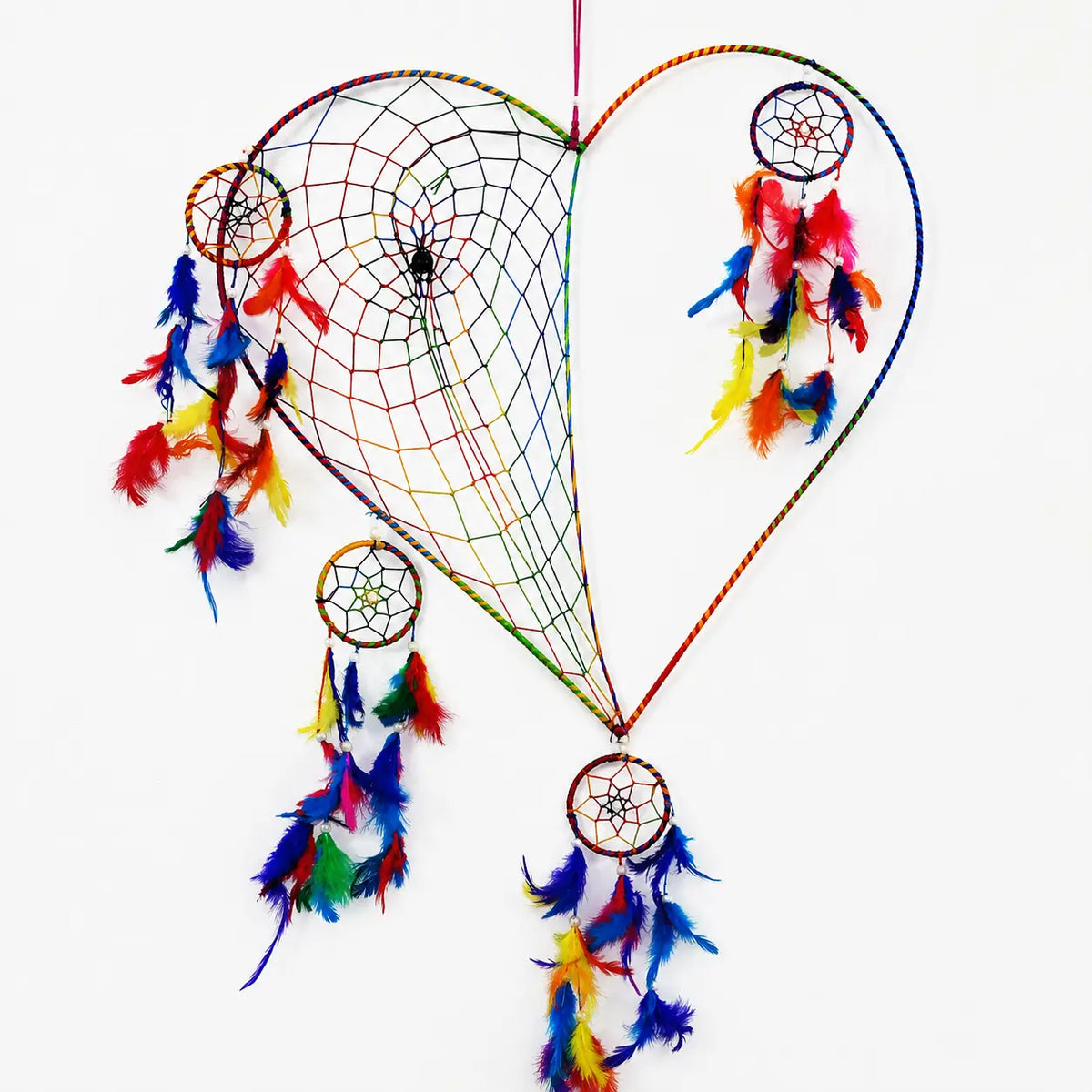 Large Colorful Love Heart Dreamcatcher Wall Hanging