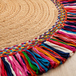4Ft Sisal Jute Braided Round Fringed Rug – Handwoven Floor Area Rug