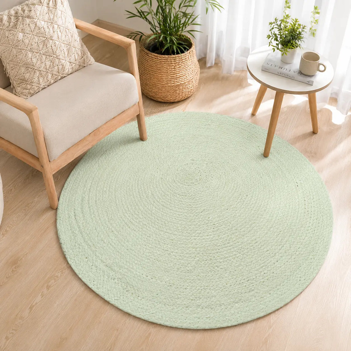 Ivory Round Jute Braided Rug – Handwoven Floor Rug (3 Ft / 36 Inch)