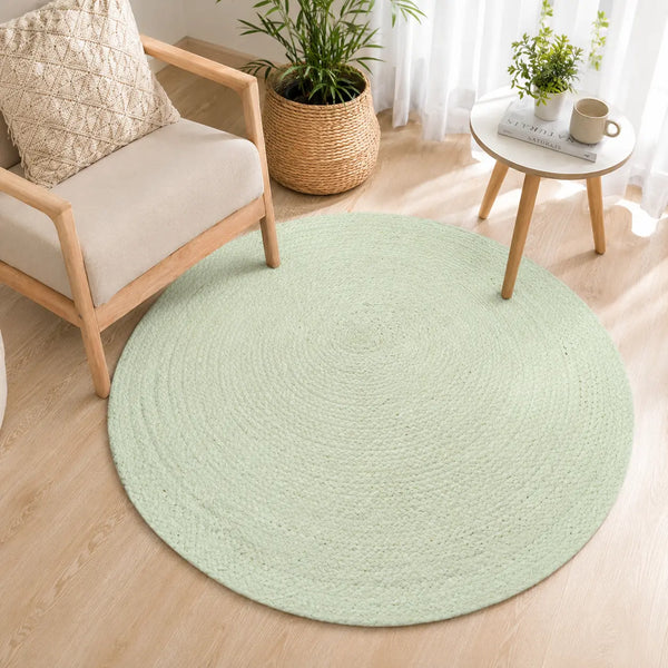 Ivory Round Jute Braided Rug – Handwoven Floor Rug (3 Ft / 36 Inch)