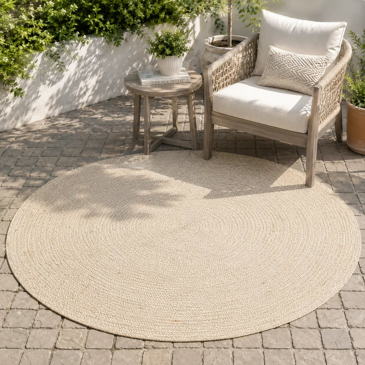 Natural Jute Sisal Braided Round Rug – Handwoven Beige Floor Rug (3 Ft / 36 Inch)