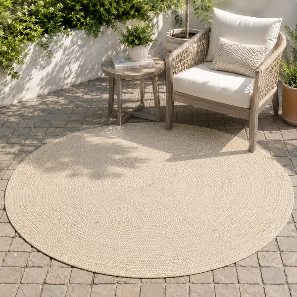 Natural Jute Sisal Braided Round Rug – Handwoven Beige Floor Rug (3 Ft / 36 Inch)