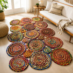 Multicolor Cotton Jute Braided Area Rug – Handwoven Boho Floor Rug (4x6 Ft / 48x72 Inch)