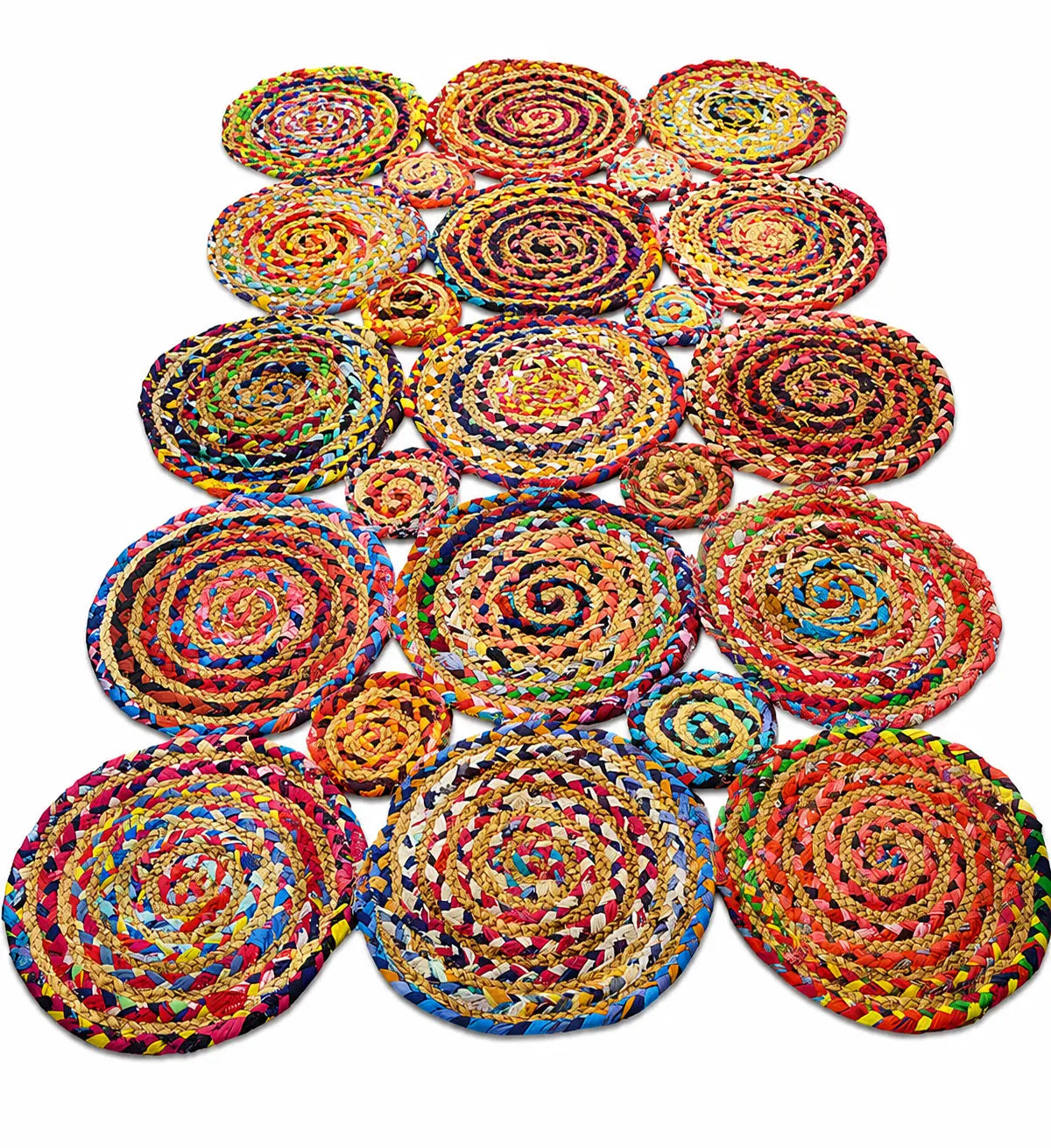 Multicolor Cotton Jute Braided Area Rug – Handwoven Boho Floor Rug (4x6 Ft / 48x72 Inch)