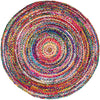 Bohemian Round Chindi Multicolor Braided Rug – Handwoven Jute & Cotton Area Rug (5 Ft / 60 Inch)