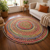 Multicolor Round Chindi Braided Rug – Handwoven Jute & Cotton Area Rug (5 Ft / 60 Inch)