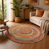 Multicolor Round Chindi Braided Rug – Handwoven Jute & Cotton Area Rug (5 Ft / 60 Inch)