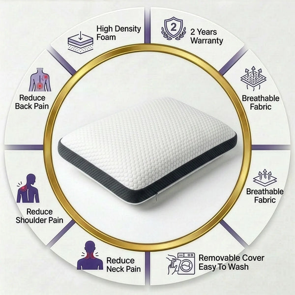 Cosymor memory foam pillow in use on bed for better sleep