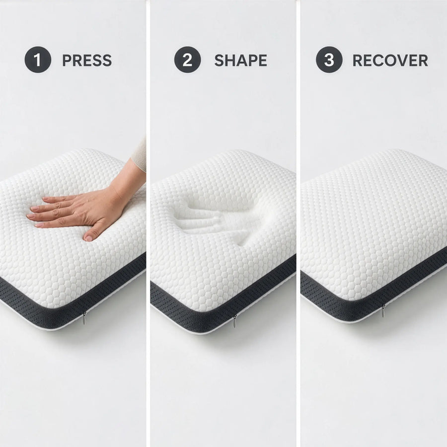 Cosymor white grey memory foam pillow full product view with cover