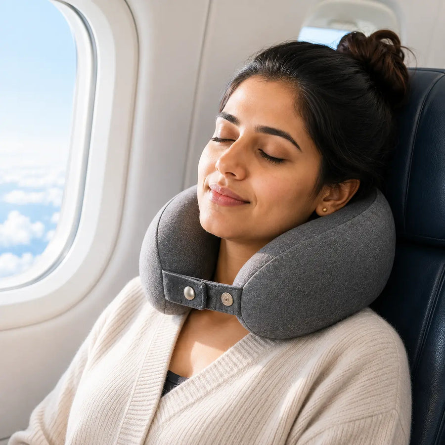 Grey U Shape Travel Neck Memory Foam Pillow for Comfort Journey