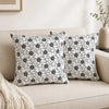 Ivory & Black Floral Block Print Cotton Cushion Cover Set – 16x16 Inch Cosymor