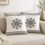 Ivory Black Block Print Cotton Cushion Cover Set – 16x16 Inch Cosymor