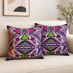 Purple Geometric Boho Cushion Cover Set of 2 - 16X16 Inch Cosymor