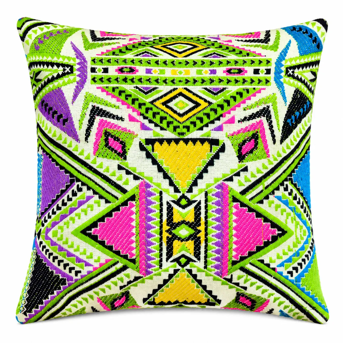 Parrot Green Geometric Boho Cushion Cover Set of 2 - 16X16 Inch Cosymor