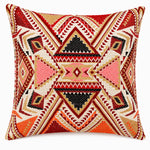 Rust Multi Geometric Texture Boho Cushion Cover Set of 2 - 16X16 Inch Cosymor