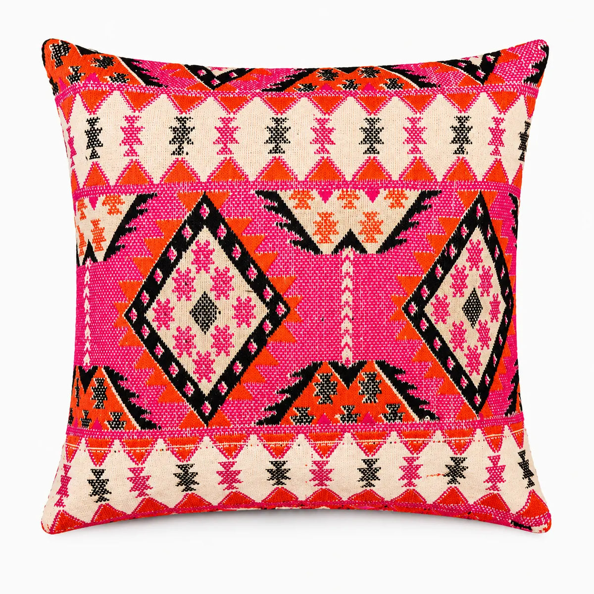 Pink Multi Tribal Boho Inspired Geometric Cushion Cover Set of 2 - 16X16 Inch Cosymor