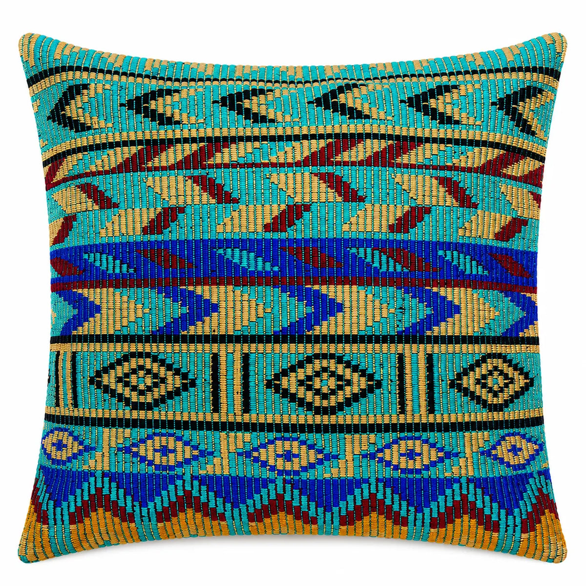 Teal Zigzag Arrow Geometric Square Cushion Cover - 16X16 Inch Cosymor