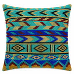 Teal Zigzag Arrow Geometric Square Cushion Cover - 16X16 Inch Cosymor
