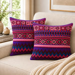Pink Stripe Boho Cotton Cushion Cover Set for Sofa Chair – 16x16 Inch Cosymor